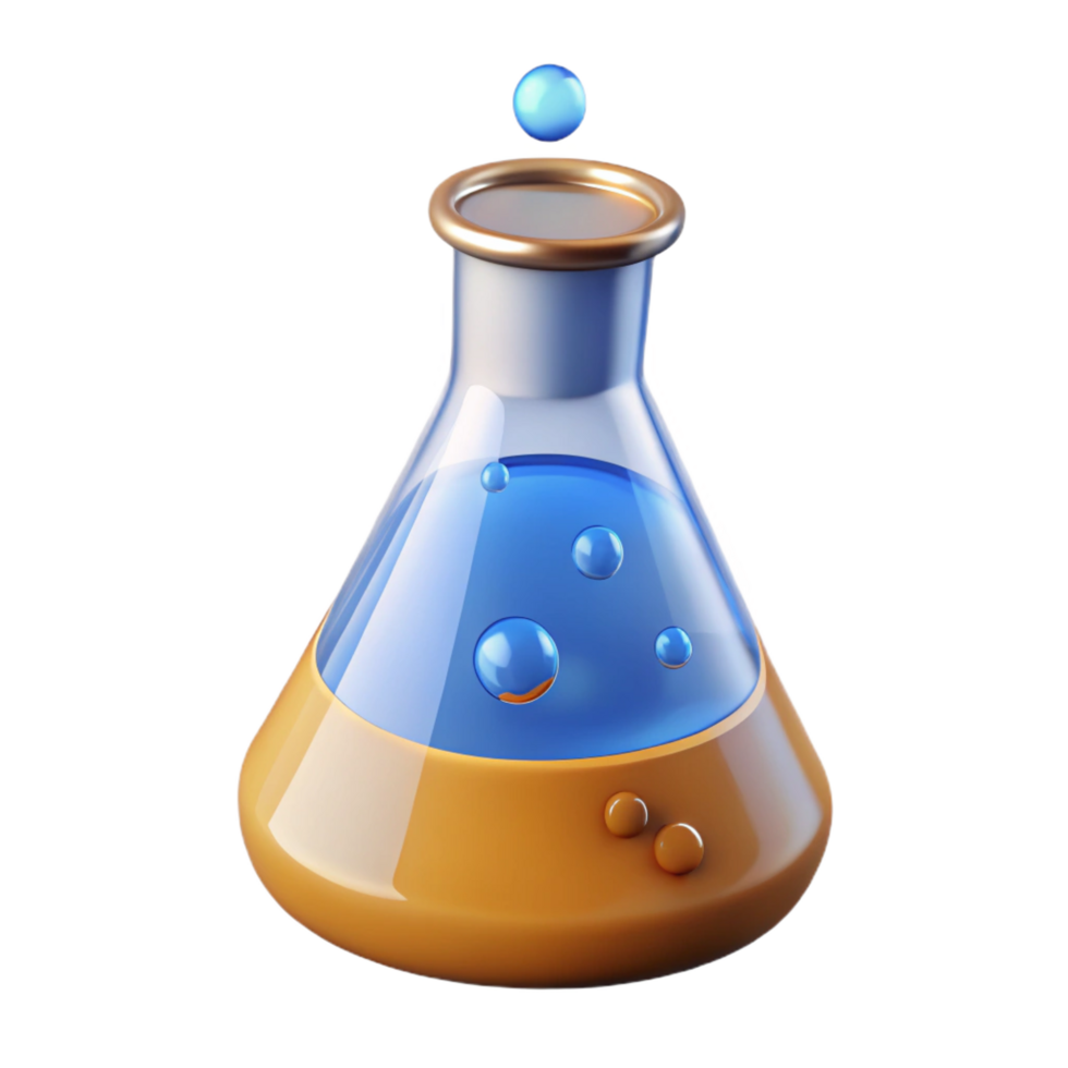 picturesque notable Advanced laboratory beaker with bubbling liquid, NO BACKGROUND with Transparent Background. png