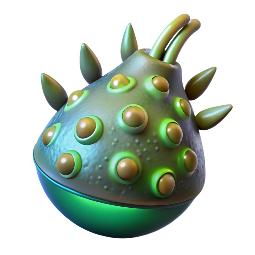 tranquil dramatic Alien seed pod with glowing spores, NO BACKGROUND with Transparent Background. 4K png