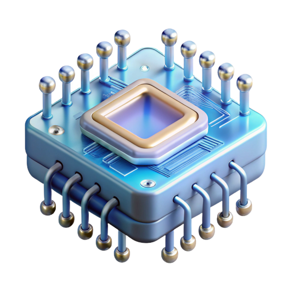 immaculate nostalgic elegant Advanced quantum computer processor with intricate circuitry, NO BACKGROUND with Transparent Background. impeccable png