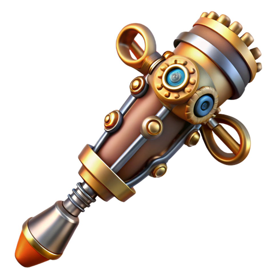 fascinating celebrated Steampunk screwdriver with interchangeable bits and a brass handle. NO BACKGROUND with Transparent Background. png