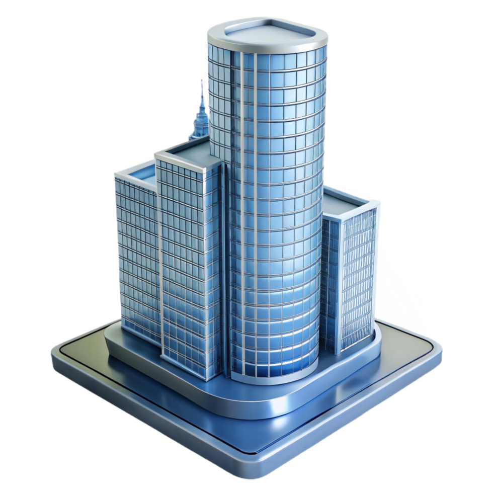 picturesque gothic Modern skyscraper architectural model NO BACKGROUND with Transparent Background. sharp png