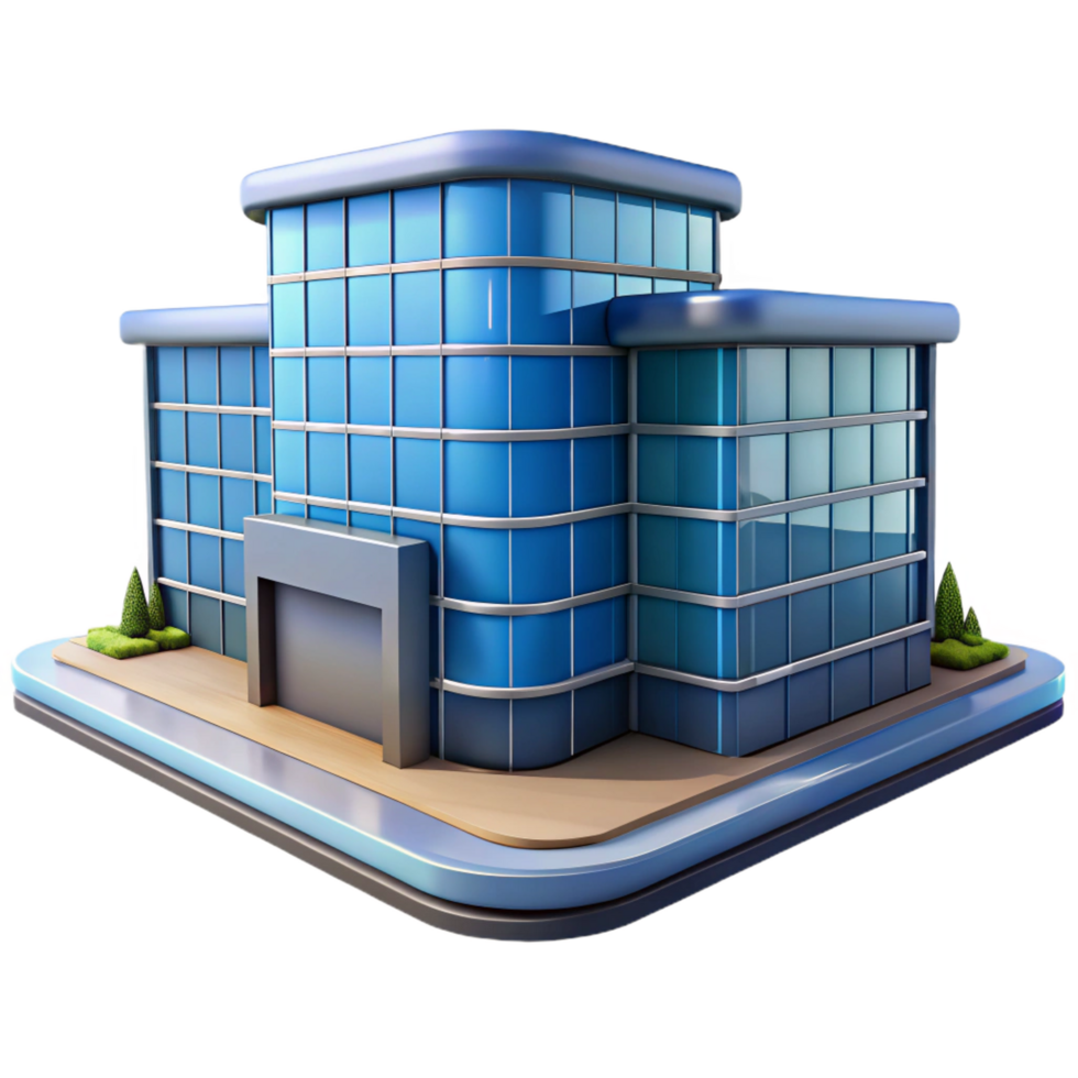 playful beautiful CAD rendering of a modern office building NO BACKGROUND with Transparent Background. high quality png