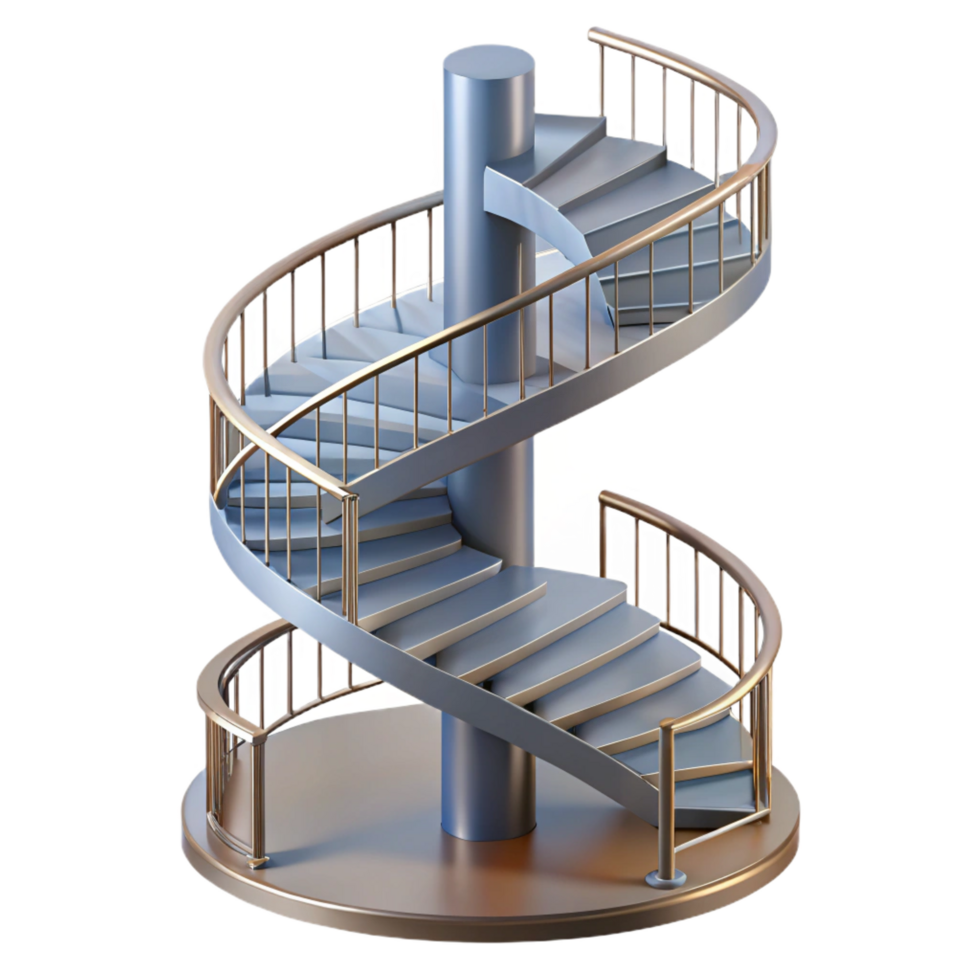 rare geometric Technical drawing of a spiral staircase NO BACKGROUND with Transparent Background. fine detail png