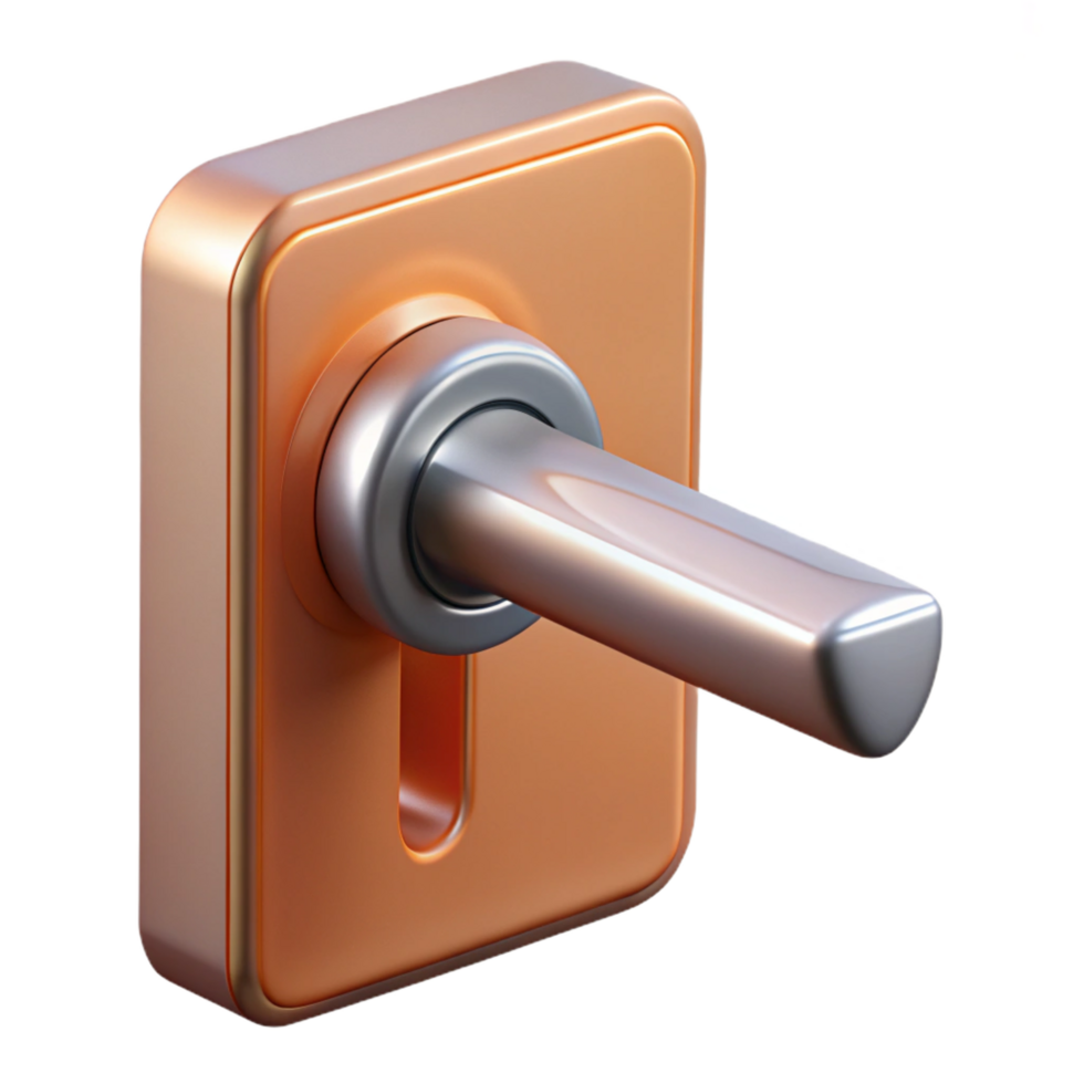 wonderful celebrated 3D model of a modern door handle NO BACKGROUND with Transparent Background. png