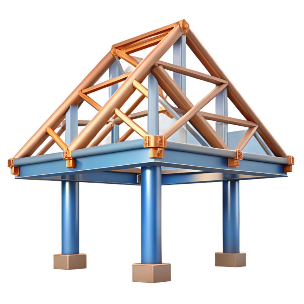 stunning creative CAD rendering of a roof truss system NO BACKGROUND with Transparent Background. perfect clarity png
