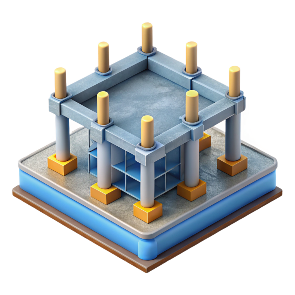tranquil gorgeous Construction blueprint for a concrete foundation NO BACKGROUND with Transparent Background. genuine png