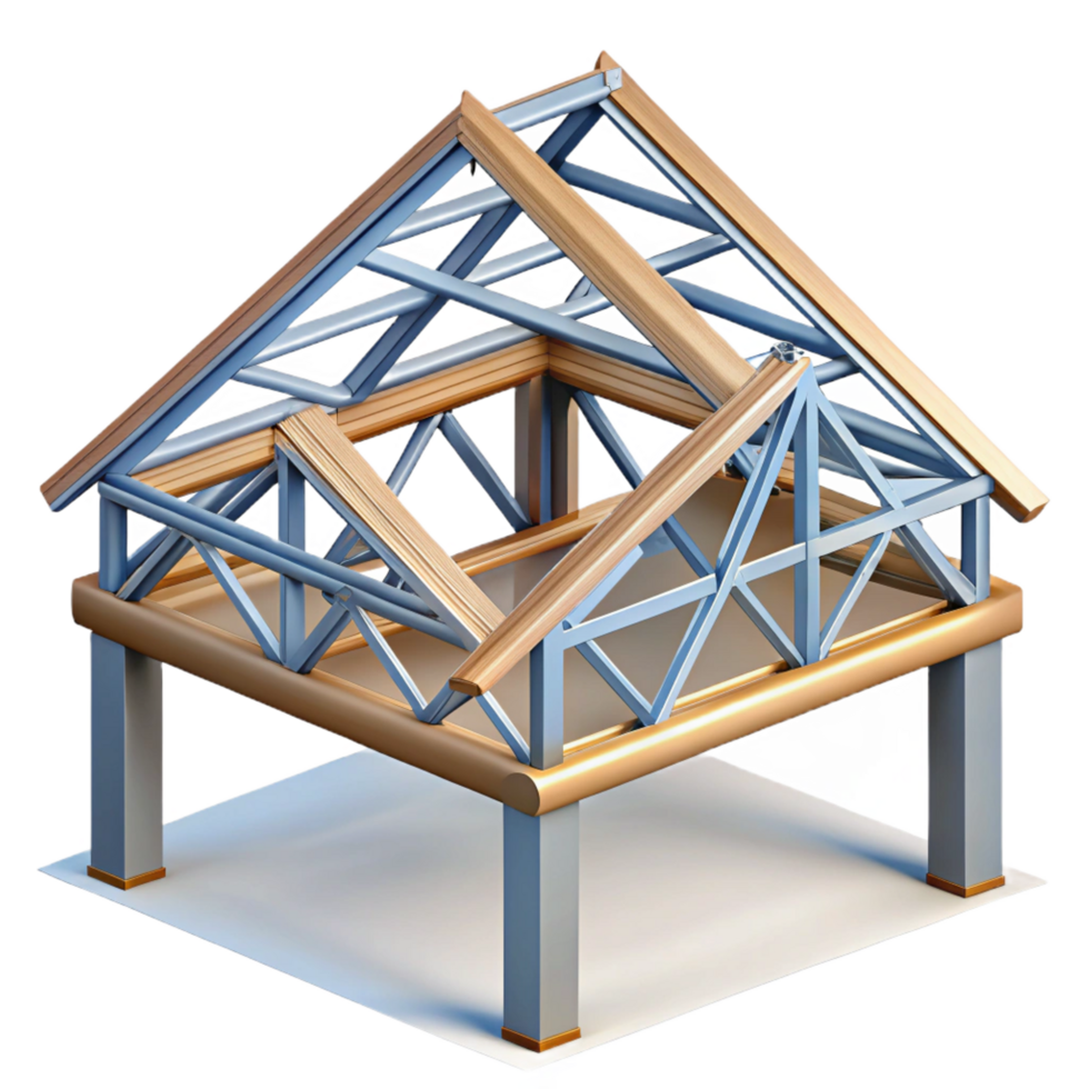 spectacular renaissance CAD rendering of a roof truss system NO BACKGROUND with Transparent Background. impeccable png