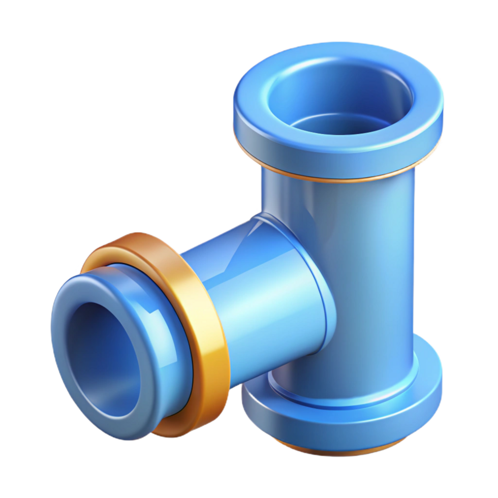 iconic industrial Construction blueprint for a plumbing pipe fitting NO BACKGROUND with Transparent Background. studio quality png