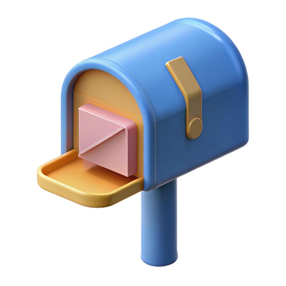 radiant reflective avant-garde 3D model of a modern mailbox NO BACKGROUND with Transparent Background. high quality png