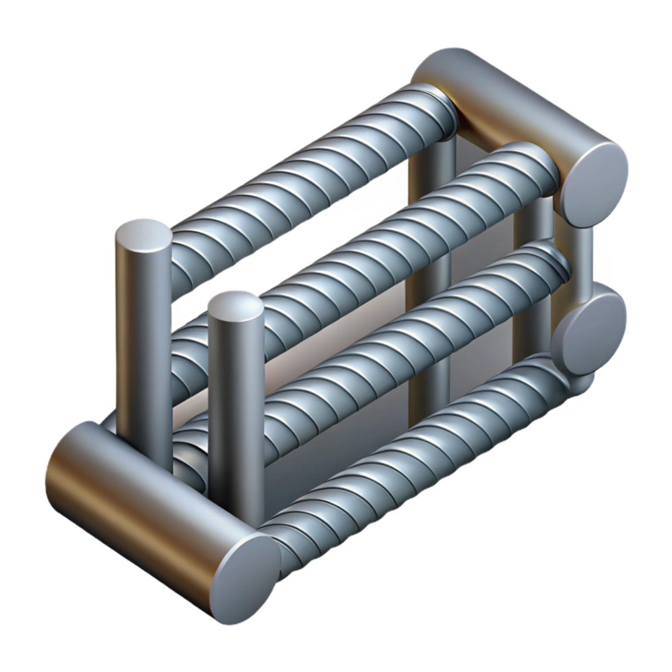 fascinating abstract Technical drawing of a steel rebar NO BACKGROUND with Transparent Background. ultra HD png