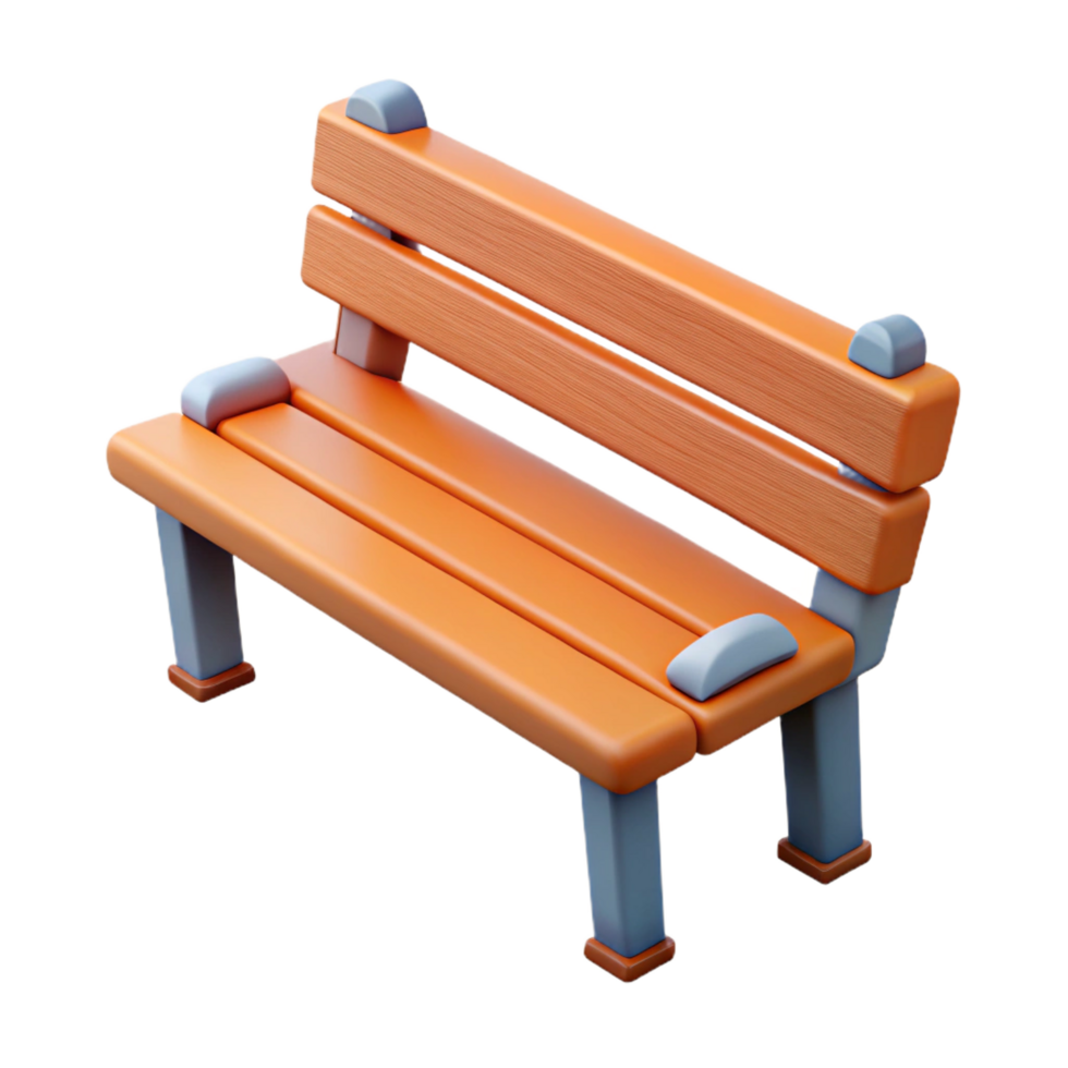 pristine contemporary 3D model of a modern park bench NO BACKGROUND with Transparent Background. gallery standard png