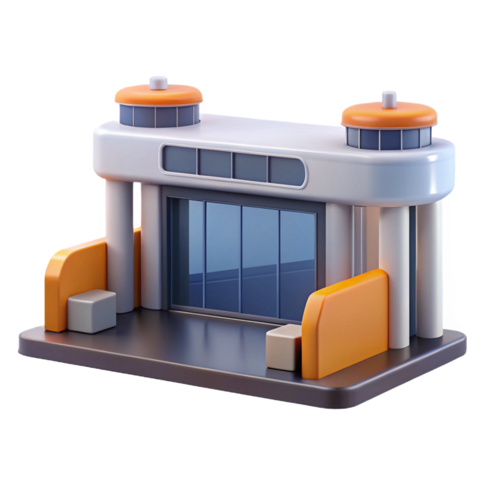 stunning romantic contemporary Architectural rendering of an airport terminal gate NO BACKGROUND with Transparent Background. expertly shot png