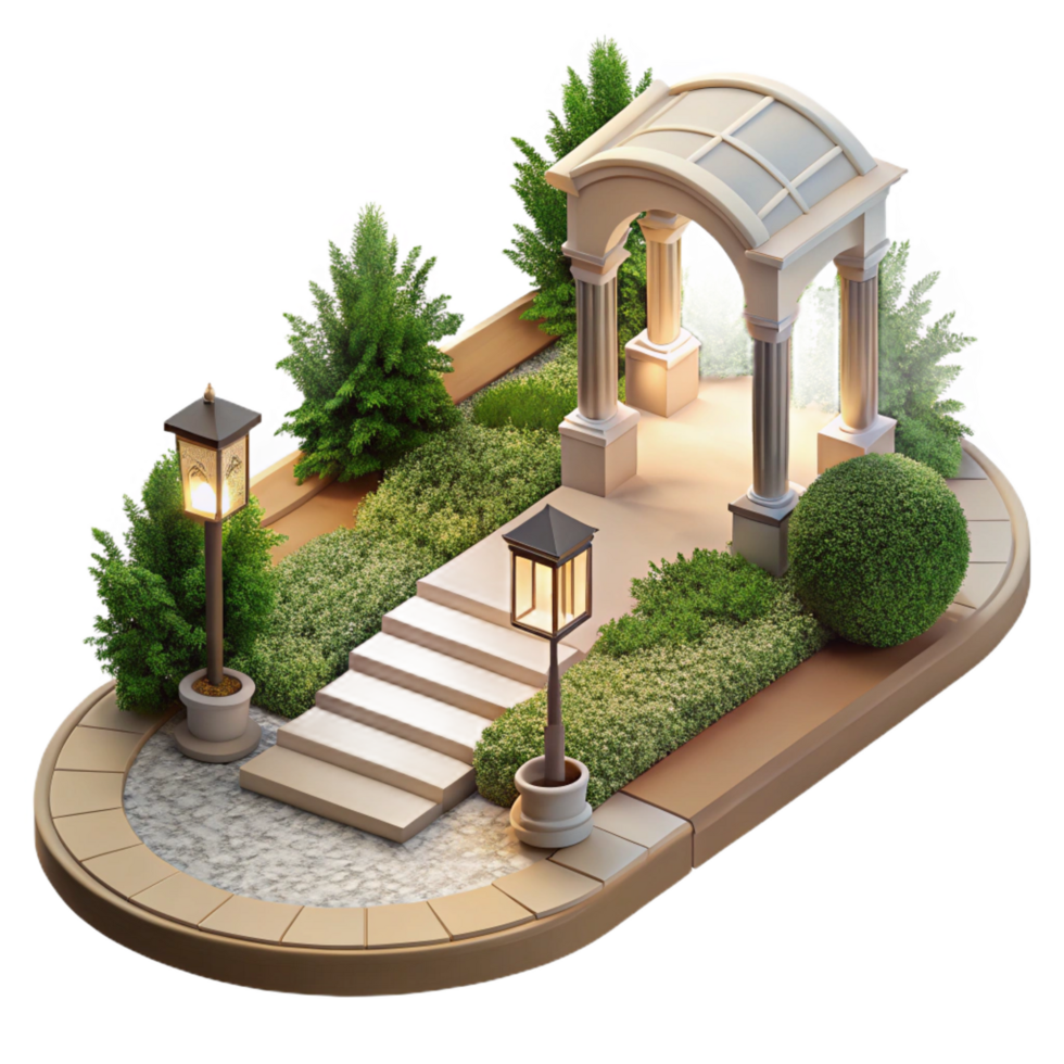 wonderful sought-after Architectural sketch of a garden path NO BACKGROUND with Transparent Background. png