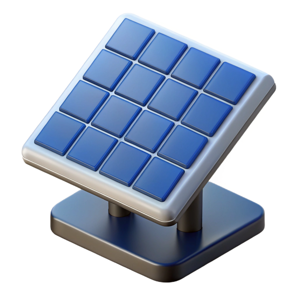 impressive memorable 3D model of a solar panel array NO BACKGROUND with Transparent Background. png