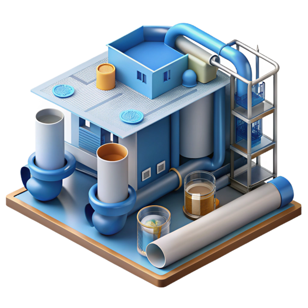 splendid rare Construction blueprint for a water treatment plant NO BACKGROUND with Transparent Background. png