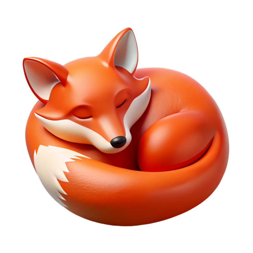 melancholic stunning A resting red fox, curled up, NO BACKGROUND with Transparent Background. 4K png