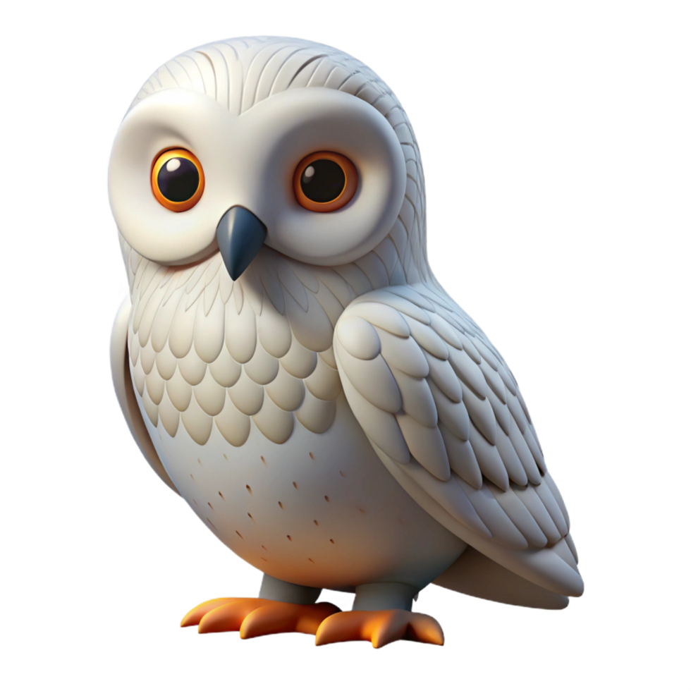 vibrant iconic A perched snowy owl, NO BACKGROUND with Transparent Background. png