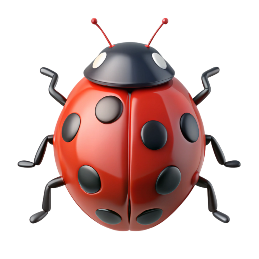 playful spectacular A close-up of a ladybug, NO BACKGROUND with Transparent Background. detailed png