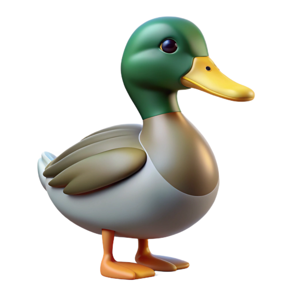 wonderful reflective futuristic A duck, Mallard breed, NO BACKGROUND with Transparent Background. top-tier png