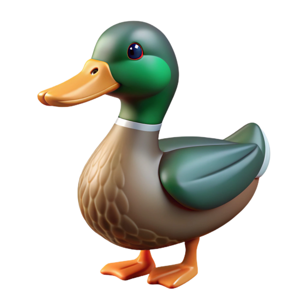 tranquil spectacular A duck, Mallard breed, NO BACKGROUND with Transparent Background. high resolution png