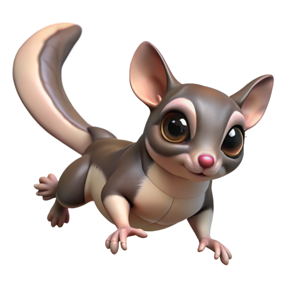 unparalleled traditional A sugar glider gliding, NO BACKGROUND with Transparent Background. professional png