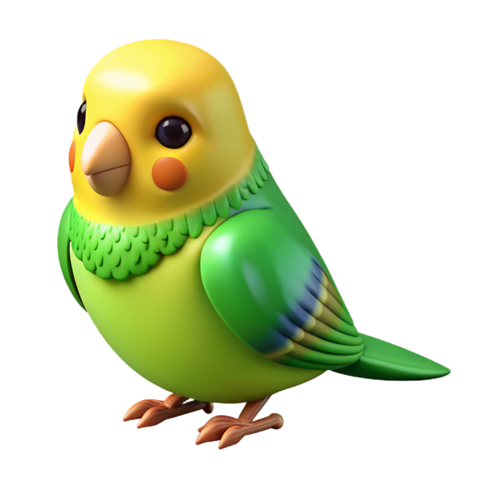 playful vibrant A budgerigar, green and yellow, NO BACKGROUND with Transparent Background. handcrafted png