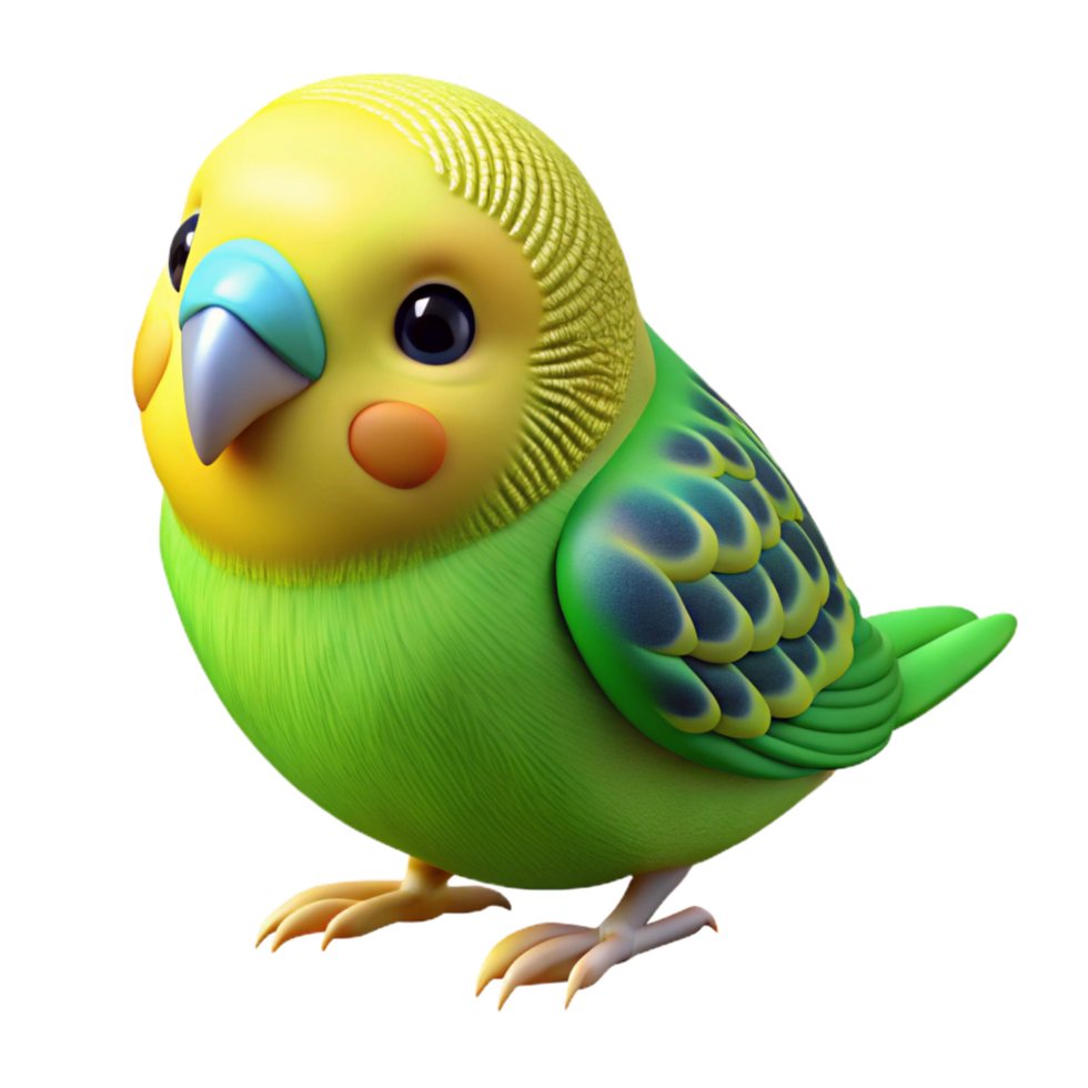 peaceful exquisite A budgerigar, green and yellow, NO BACKGROUND with Transparent Background. detailed png