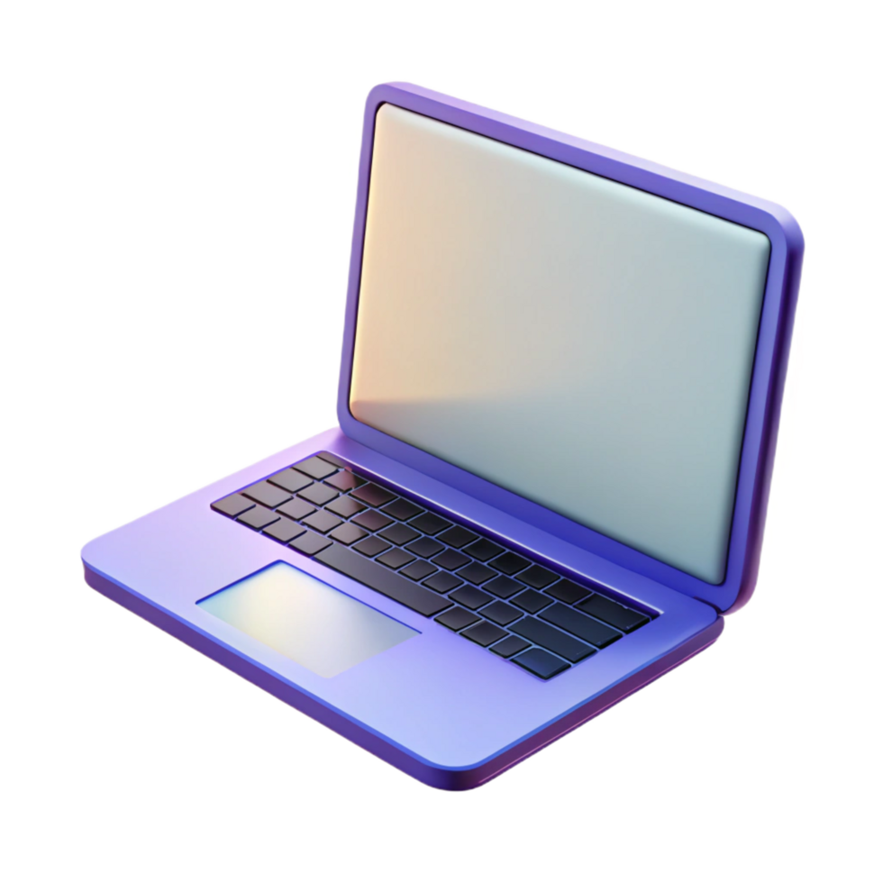 mysterious dramatic Laptop with blank screen NO BACKGROUND with Transparent Background. high quality png
