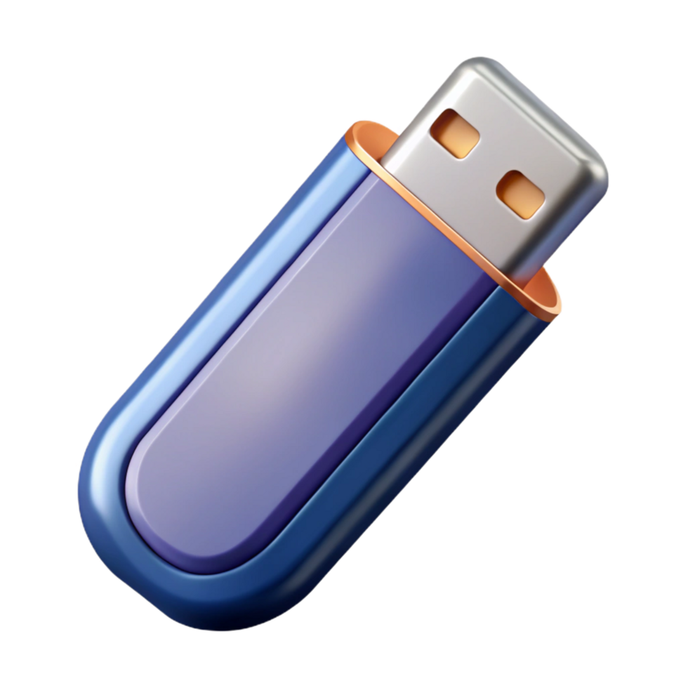 vibrant quintessential USB flash drive with metal casing NO BACKGROUND with Transparent Background. png