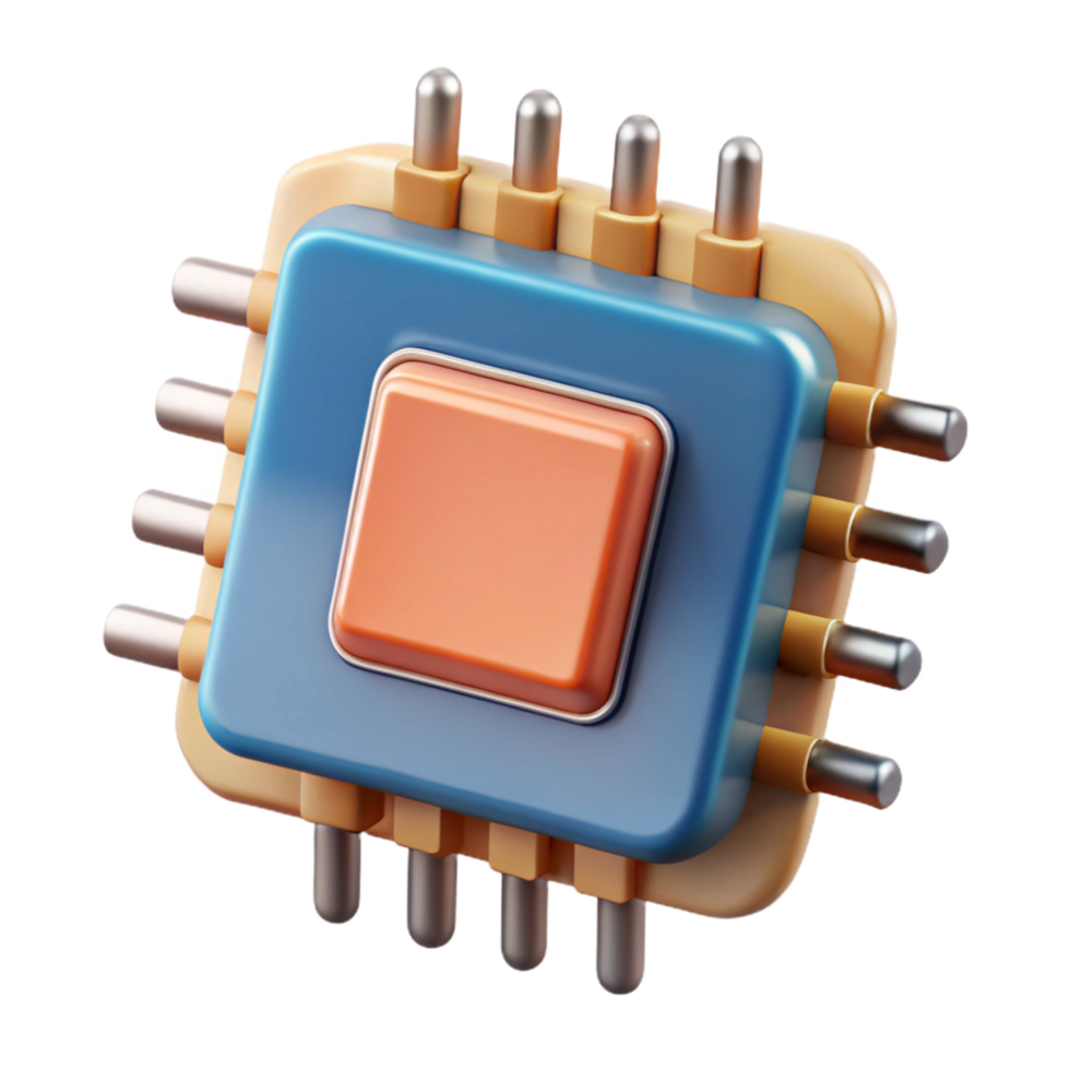 sumptuous futuristic Microchip with intricate circuitry NO BACKGROUND with Transparent Background. elite png
