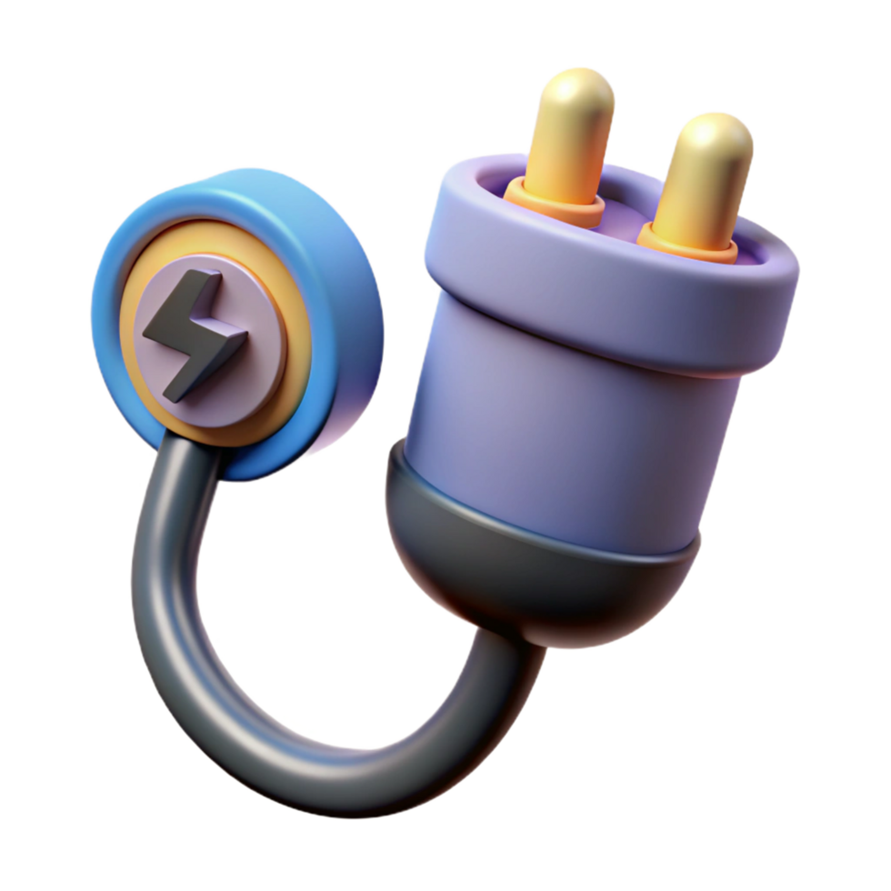 wonderful intense futuristic Electric car charging cable NO BACKGROUND with Transparent Background. high resolution png