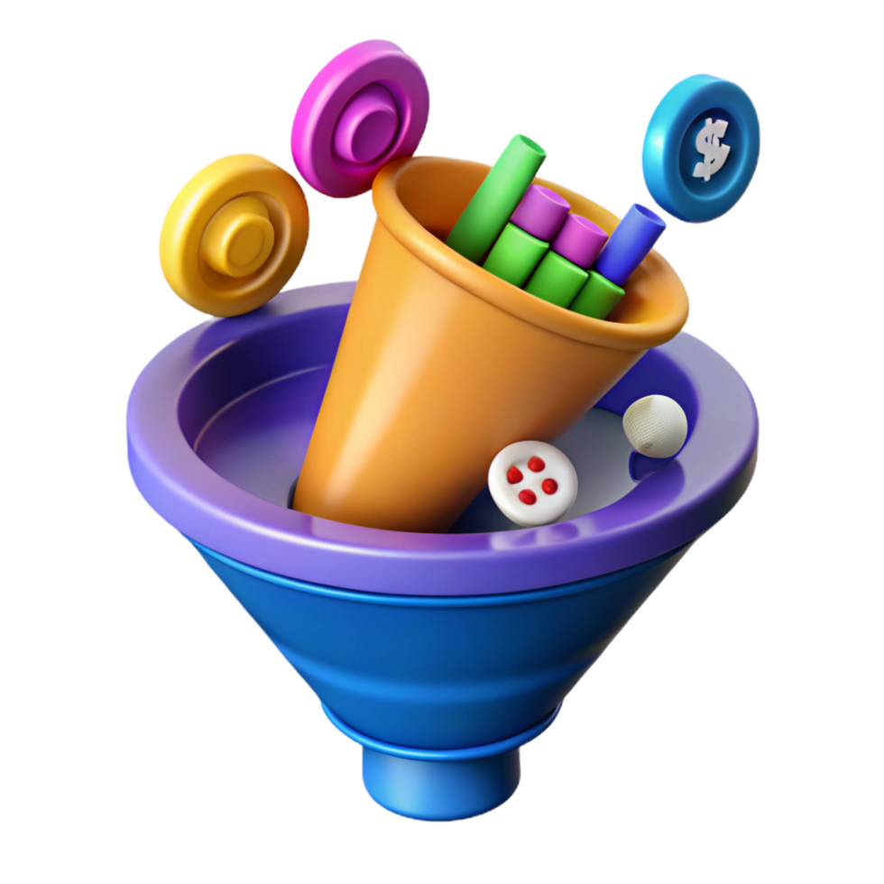 immaculate passionate urban Digital marketing funnel chart NO BACKGROUND with Transparent Background. premium png