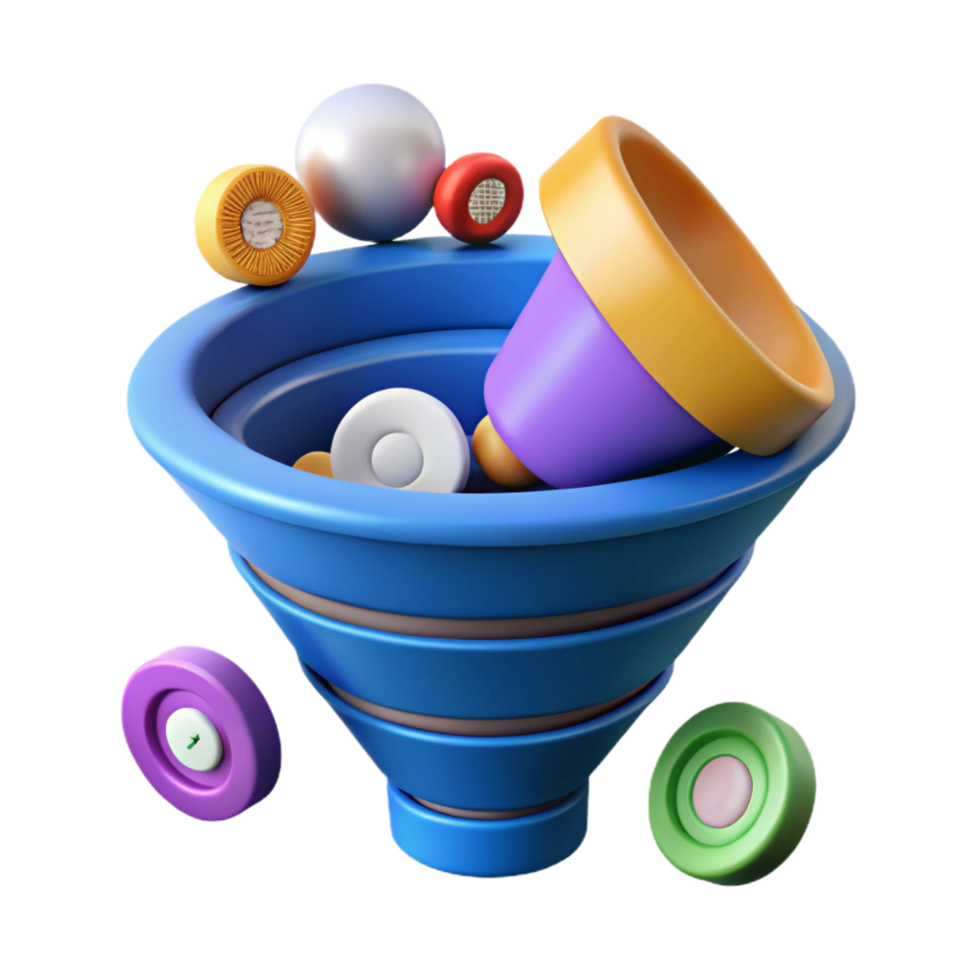 pristine unforgettable Digital marketing funnel chart NO BACKGROUND with Transparent Background. png