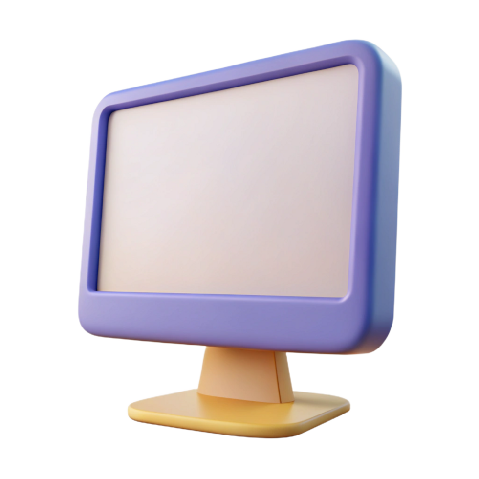 pristine futuristic Computer monitor with blank screen NO BACKGROUND with Transparent Background. original png
