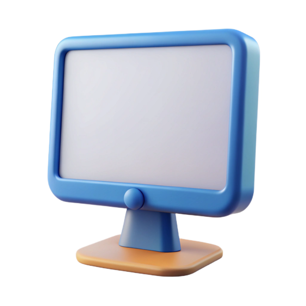radiant retro Computer monitor with blank screen NO BACKGROUND with Transparent Background. handcrafted png
