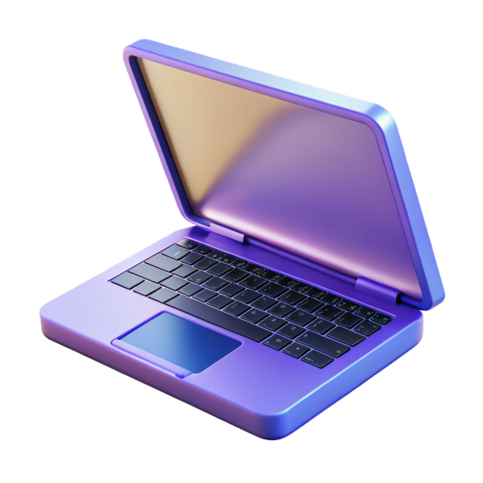 striking peaceful organic Laptop computer with open lid NO BACKGROUND with Transparent Background. precision png