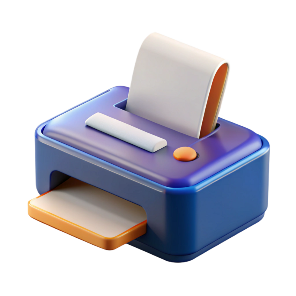 impressive bold avant-garde Printer with paper tray NO BACKGROUND with Transparent Background. 8K png