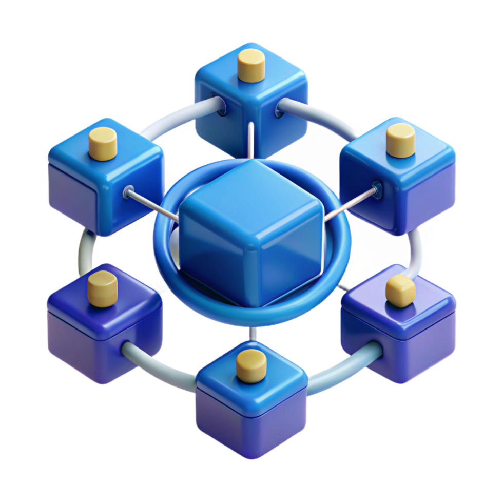 joyful magnificent Blockchain technology diagram NO BACKGROUND with Transparent Background. crisp png