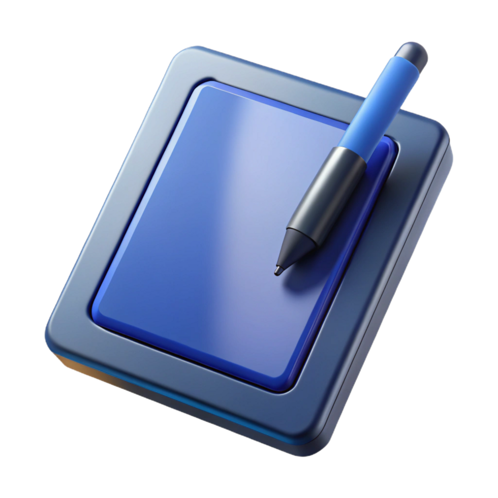 vibrante minimalista tábua computador com caneta caneta não fundo com transparente fundo. habilmente tiro png
