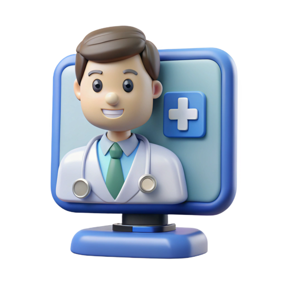 playful extraordinary Telemedicine conference screen NO BACKGROUND with Transparent Background. high quality png