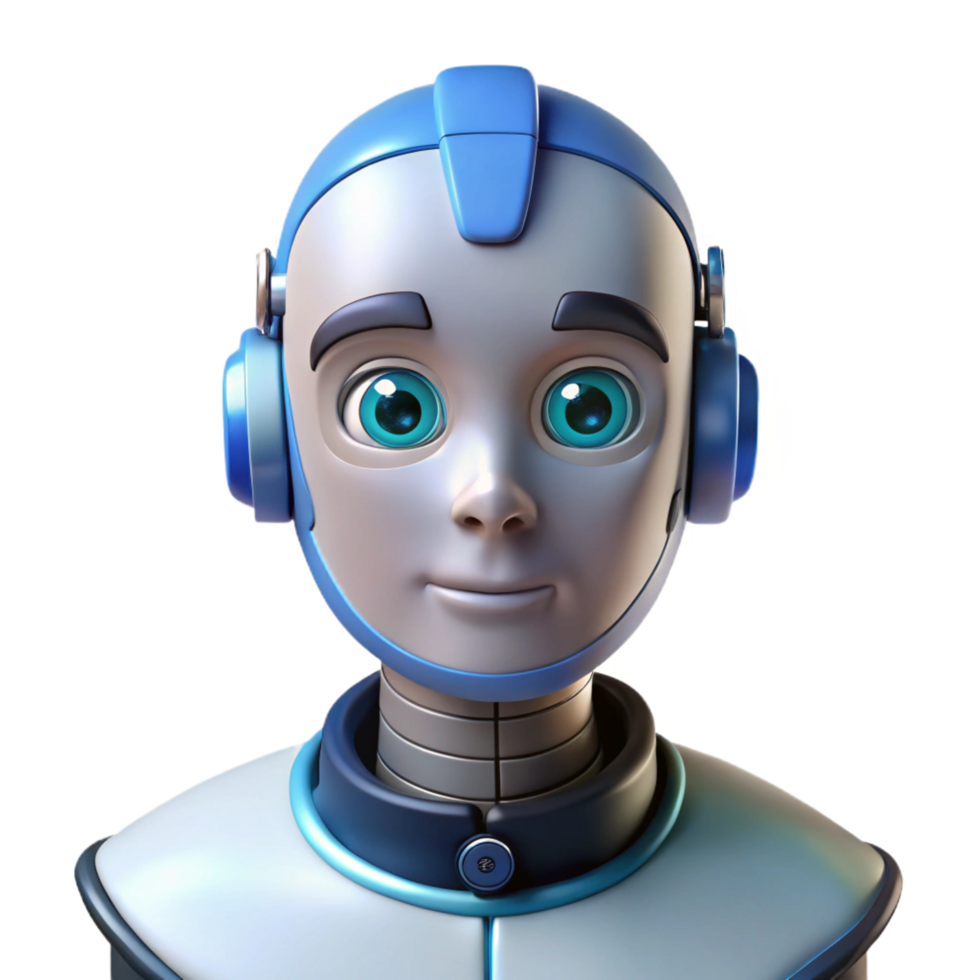 splendid reflective victorian Artificial intelligence robot head NO BACKGROUND with Transparent Background. luxury png