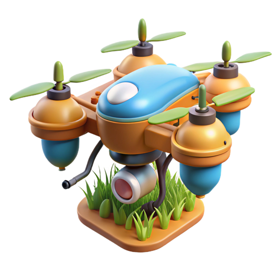 sought-after minimalist Agricultural technology drone spraying crops NO BACKGROUND with Transparent Background. expertly shot png