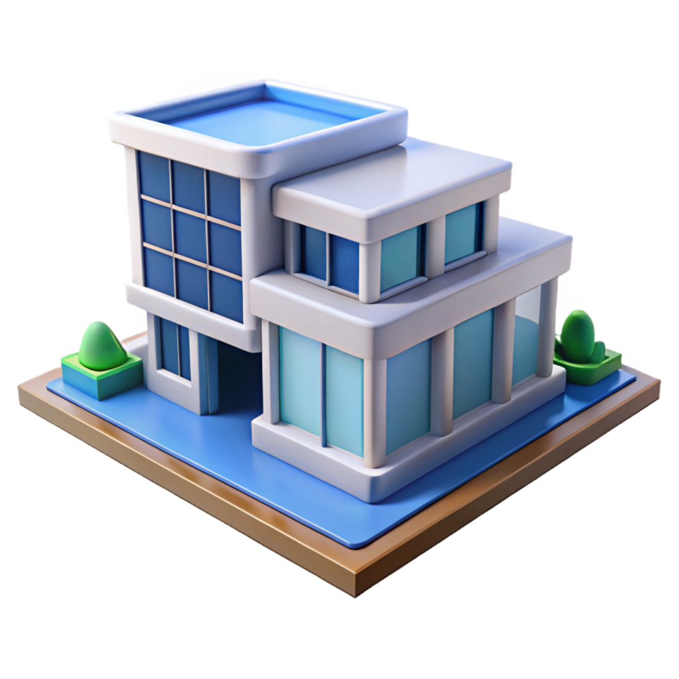 memorable vintage Construction technology 3D building model NO BACKGROUND with Transparent Background. gallery standard png