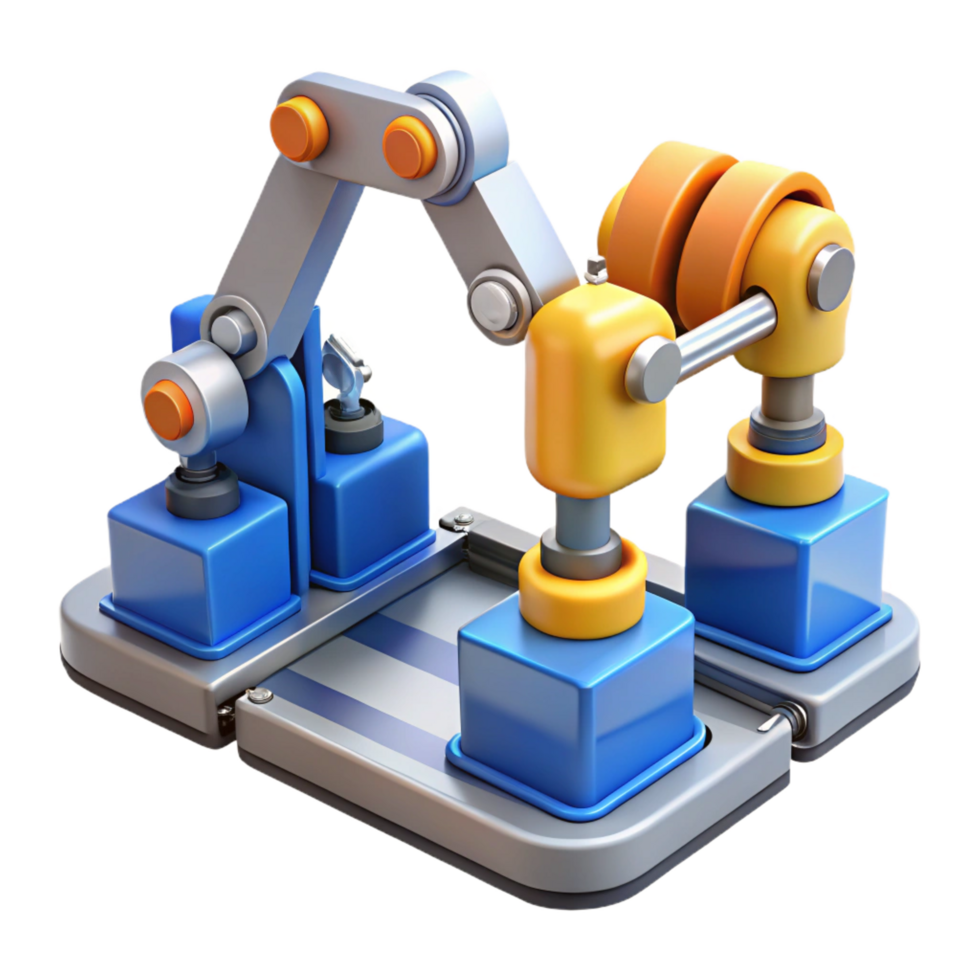 hypnotic dynamic classic Manufacturing technology robotic assembly line NO BACKGROUND with Transparent Background. studio quality png