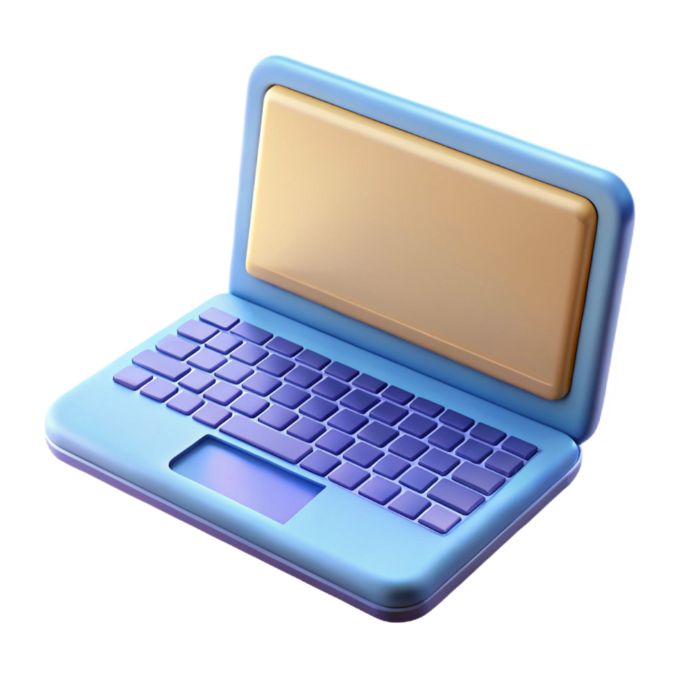 serene impressionist Laptop keyboard close-up NO BACKGROUND with Transparent Background. original png