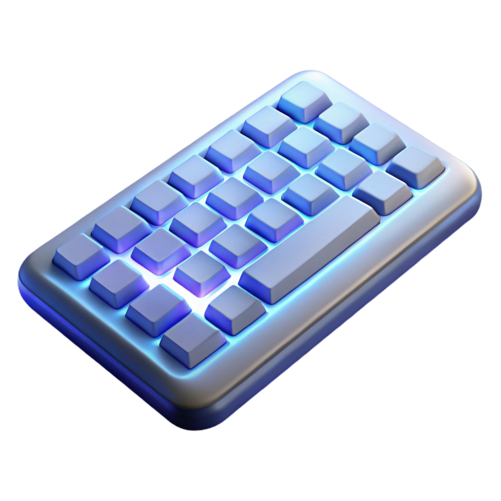 reflective dazzling Wireless keyboard with backlight NO BACKGROUND with Transparent Background. impeccable png