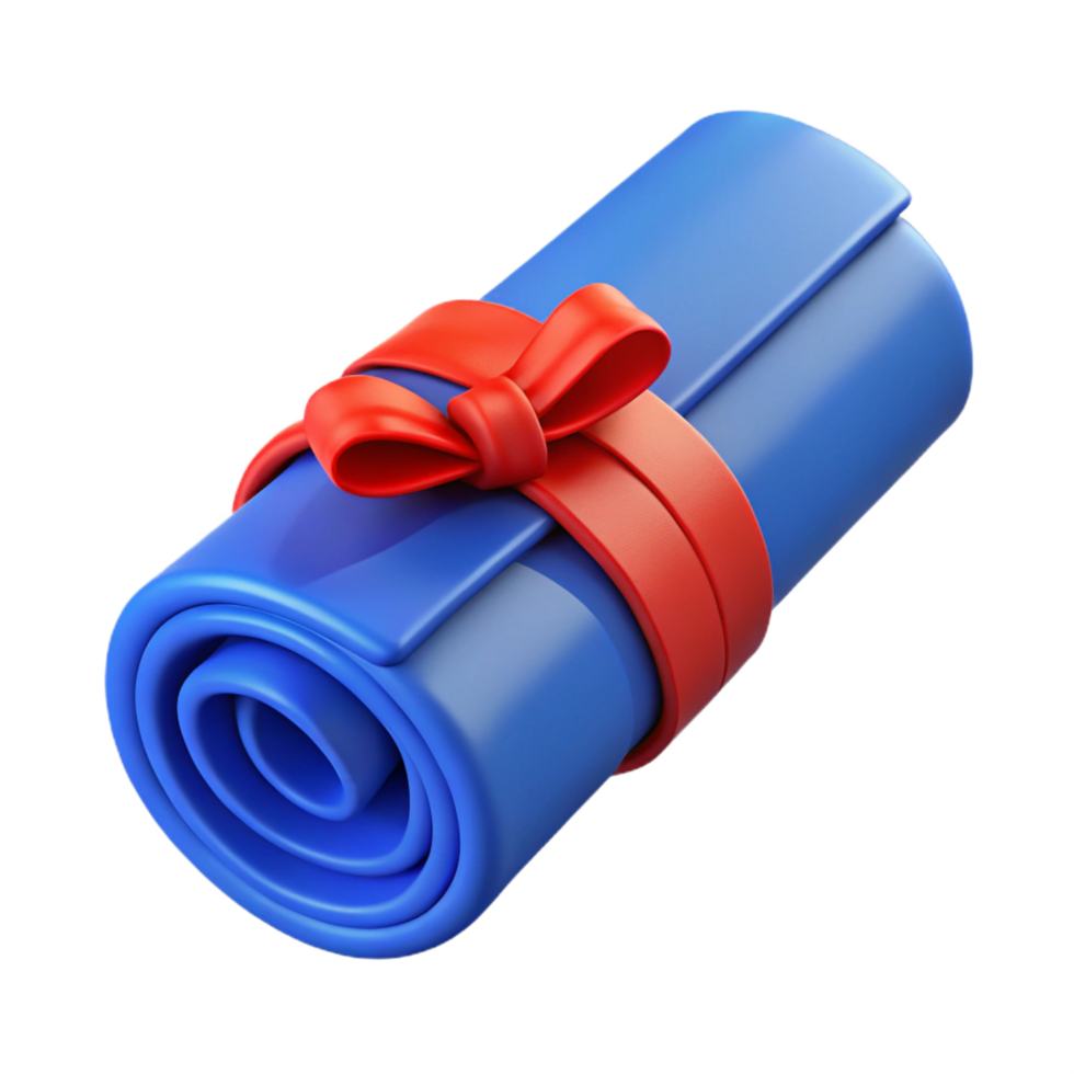 reflective dramatic Blueprints rolled up and tied with a red ribbon, NO BACKGROUND with Transparent Background. premium png