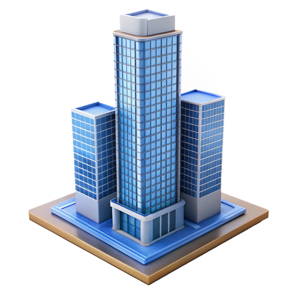 nostalgic breathtaking Modern skyscraper architectural model, NO BACKGROUND with Transparent Background. refined png