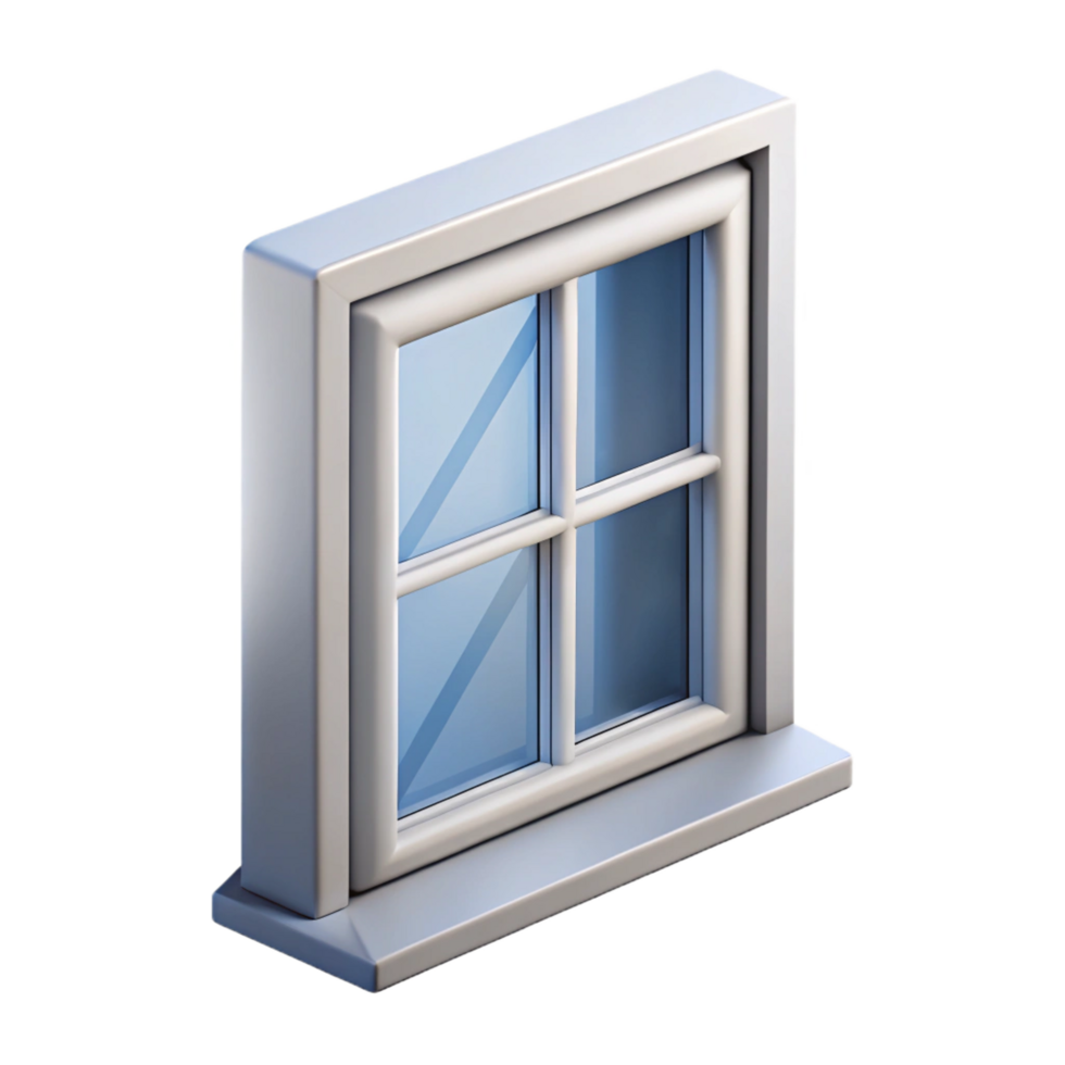 intense vibrant Window frame, white PVC, NO BACKGROUND with Transparent Background. 8K png