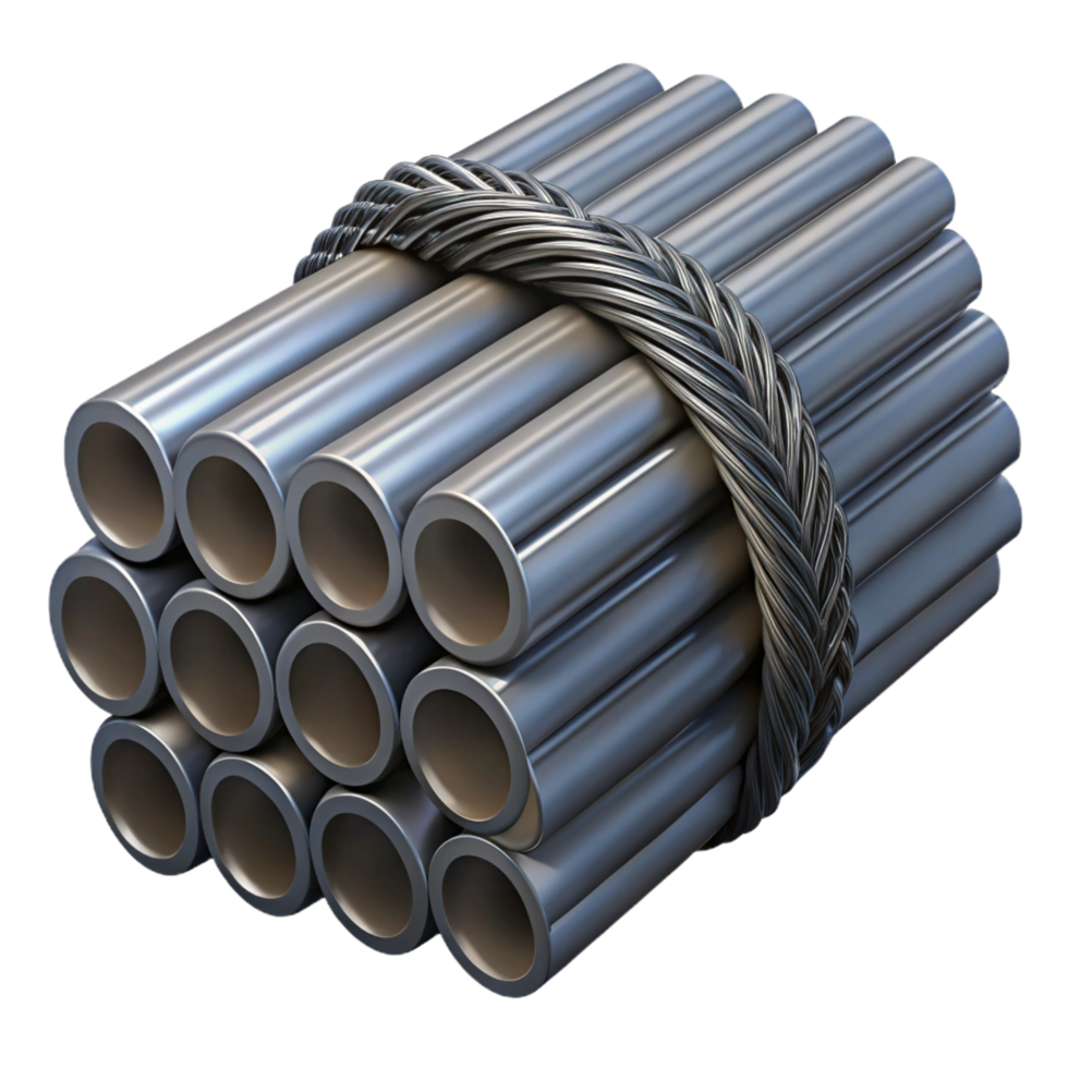joyful magnificent Bundle of steel rebar, NO BACKGROUND with Transparent Background. professional png